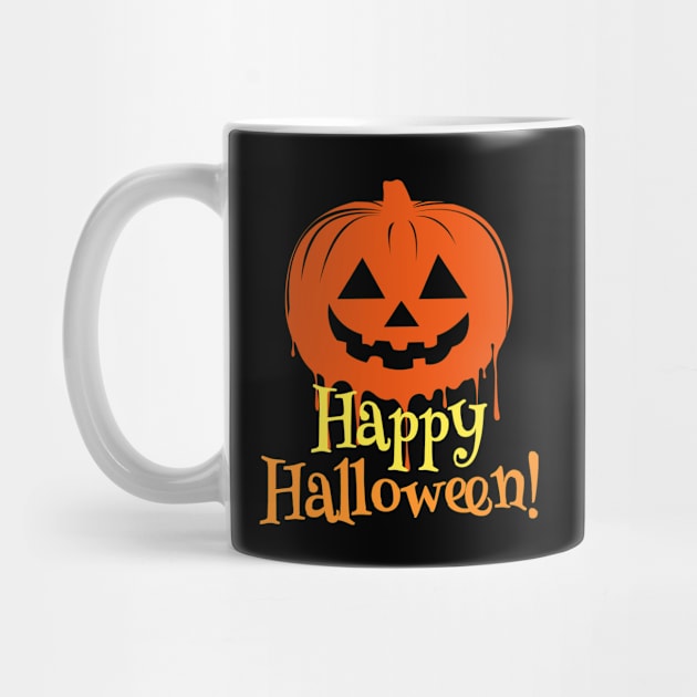 Funny Happy Halloween Dripping Pumpkin by koolteas